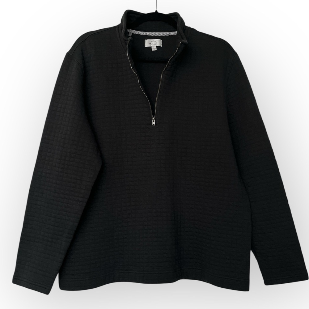 Sons Of Fortune Black Textured Grid Quilted Quarter-Zip Pullover Sweater XL